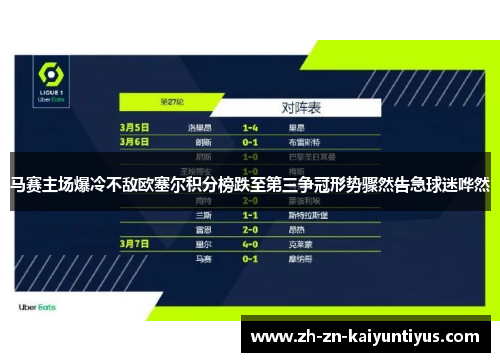 马赛主场爆冷不敌欧塞尔积分榜跌至第三争冠形势骤然告急球迷哗然 马赛主场爆冷不敌欧塞尔积分榜跌至第三争冠形势骤然告急球迷哗然